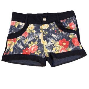 Elete Shorts Faux Denim Floral Stretch Pockets Size S/M *See Measurements*